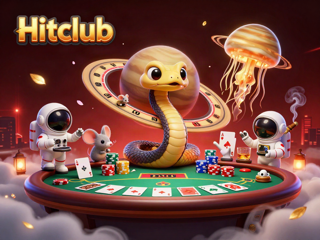 Bet at the Hitclub casino scene with astronauts engaging in playful betting activities.