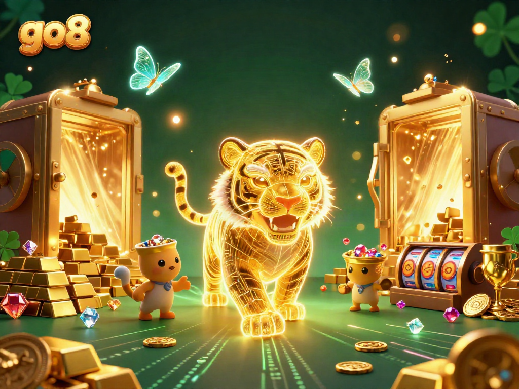 Engage with go 88 in a vibrant digital casino scene filled with treasures and game elements.
