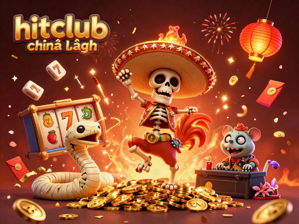 Experience the thrill of hitclub chính hãng with a lively casino scene featuring vibrant characters and celebratory elements.